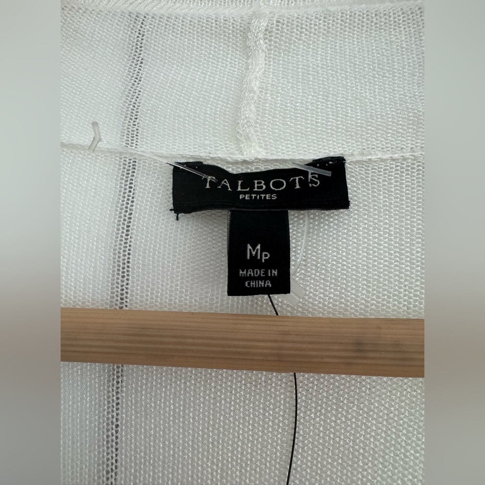 NWT Talbots White Women's open Cardigan Size MP - Picture 5 of 6